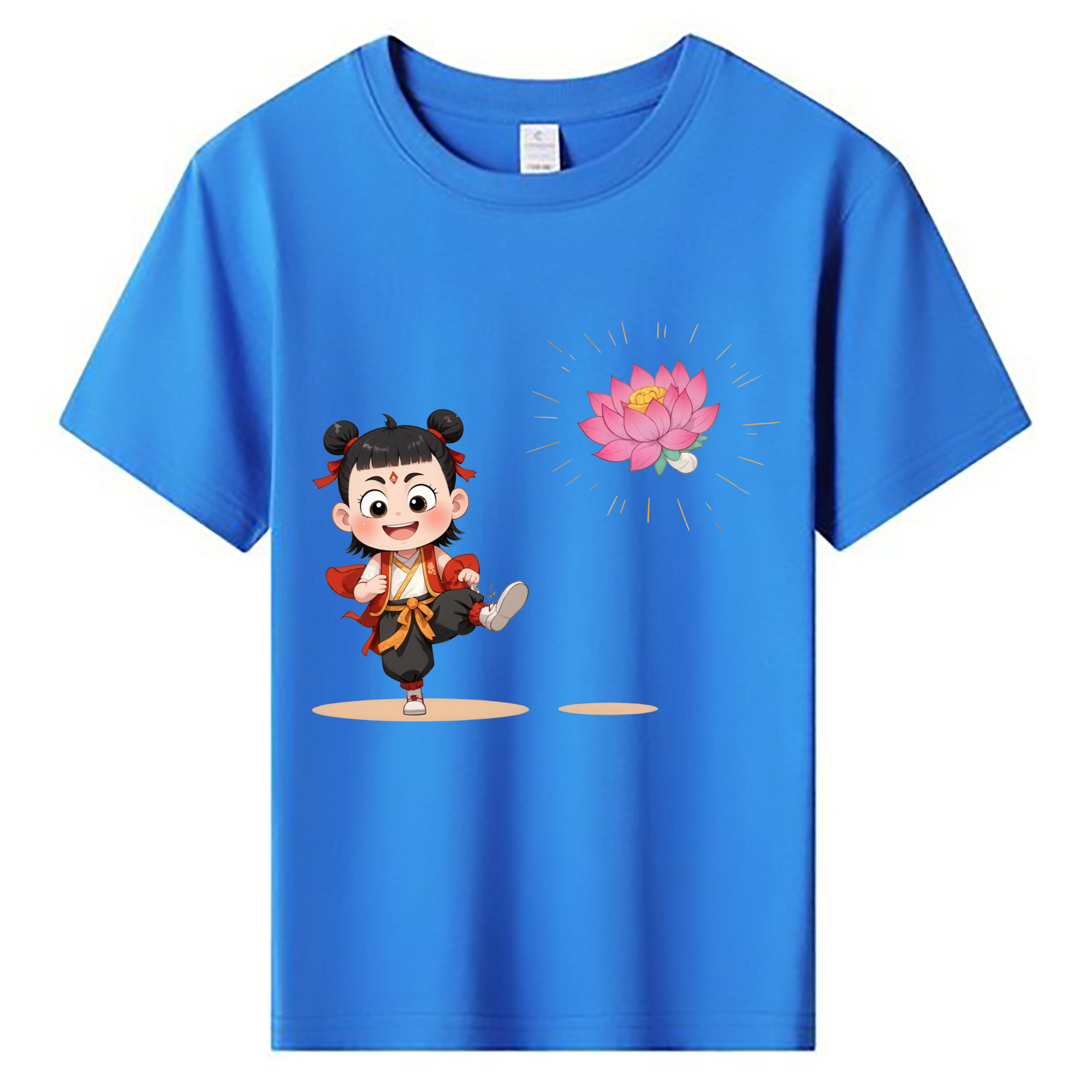 （画像用） Ne Zha 2 ナタ 魔童の大暴れ 綿100％キッズTシャツ（フロントプリント）
